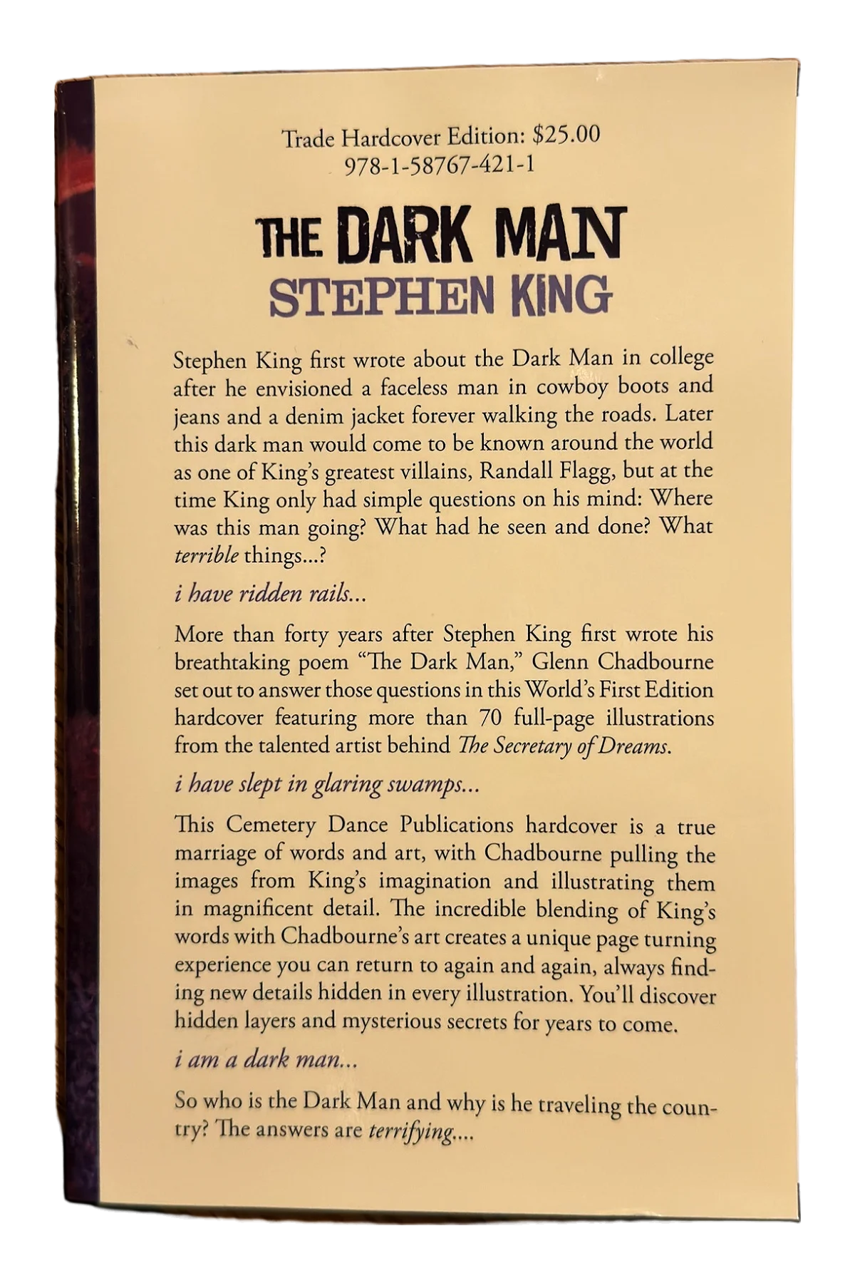 The Dark Man Front Dust-Jacket Flap