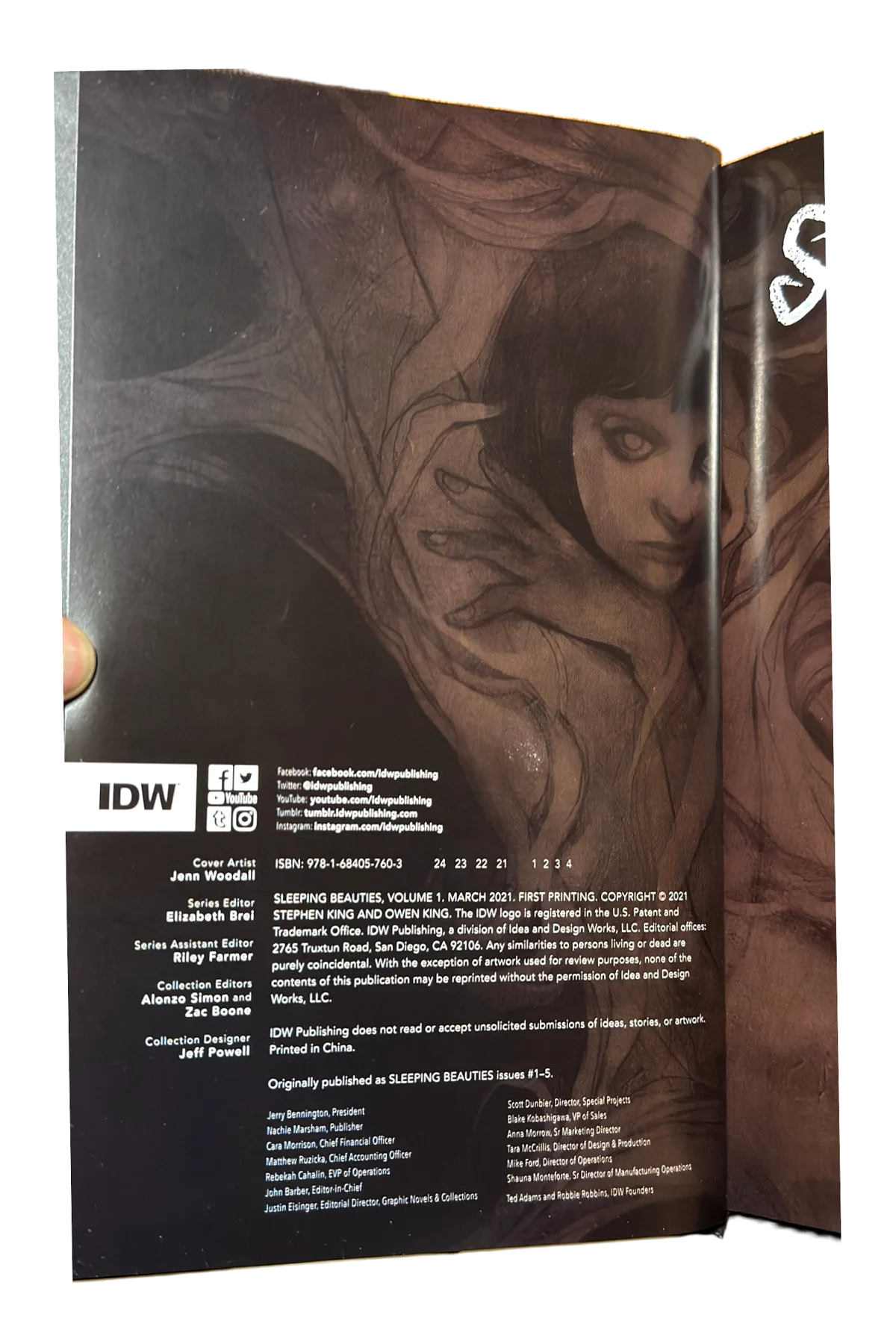 Sleeping Beauties: A Graphic Novel Part I Copyright Page