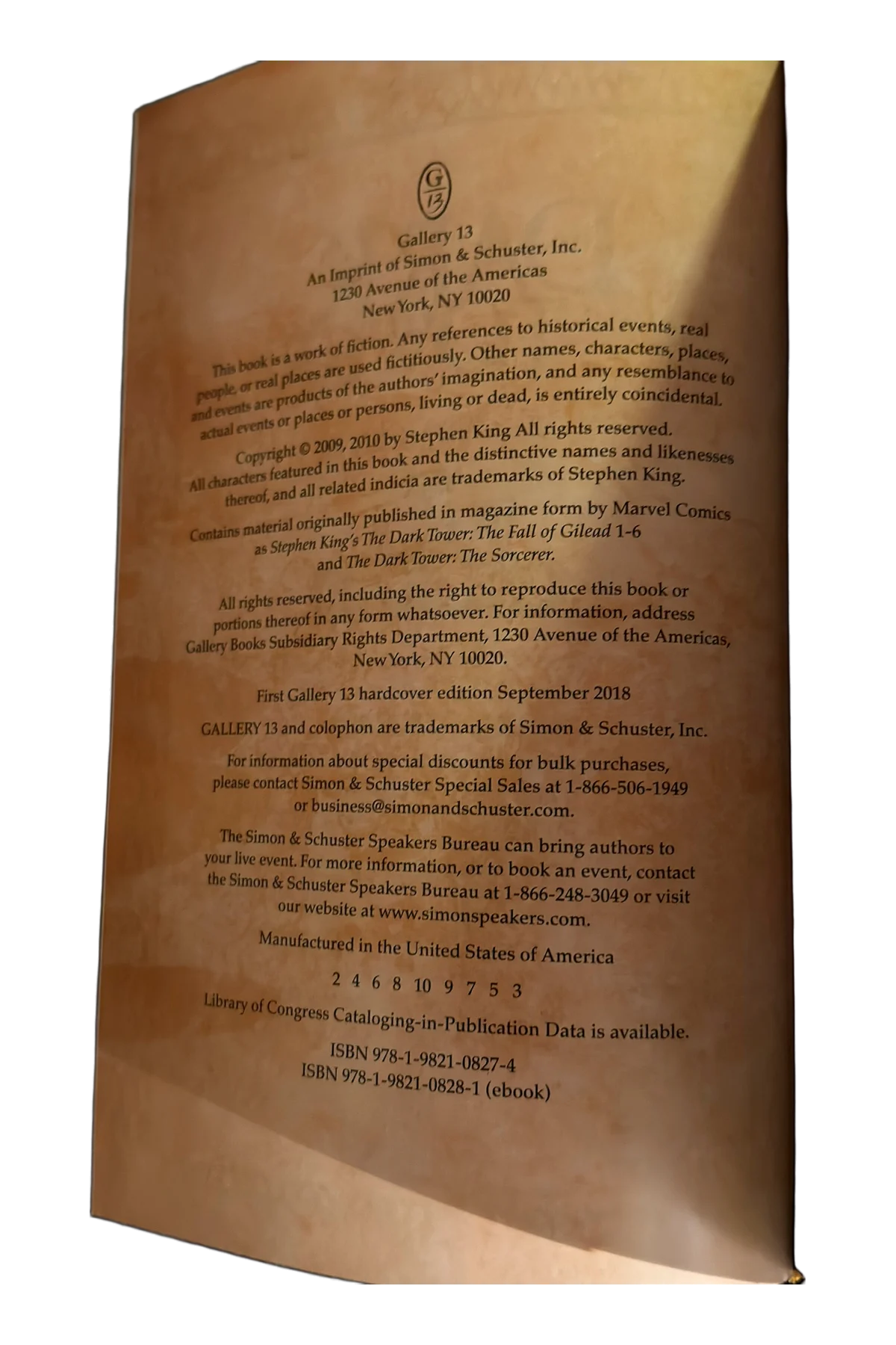 Dark Tower Beginnings: [4] The Fall of Gilead Copyright Page