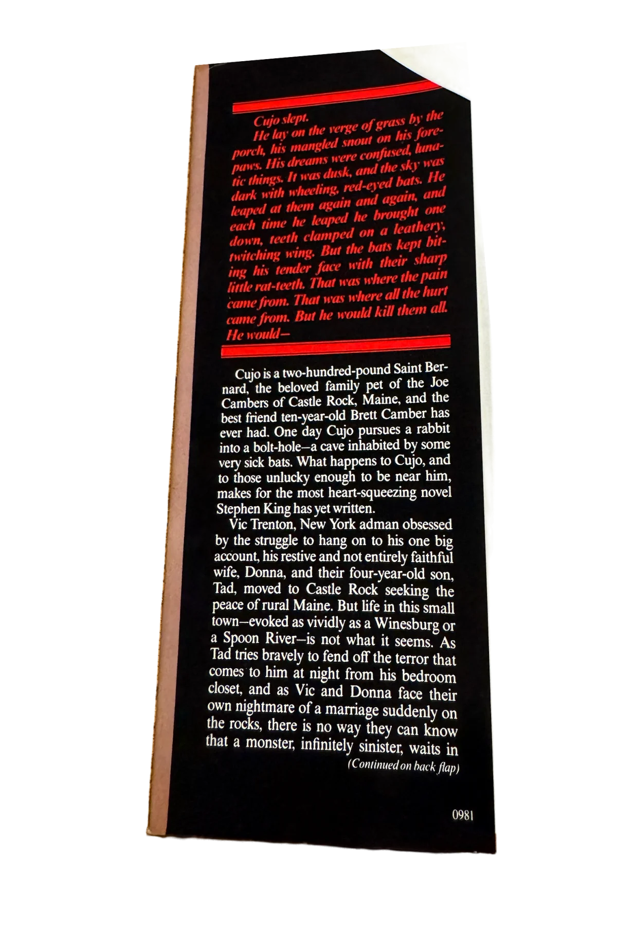 Cujo Front Dust-Jacket Flap