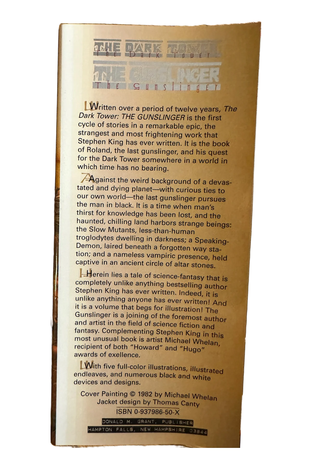 Dark Tower I:The Gunslinger Front Dust-Jacket Flap