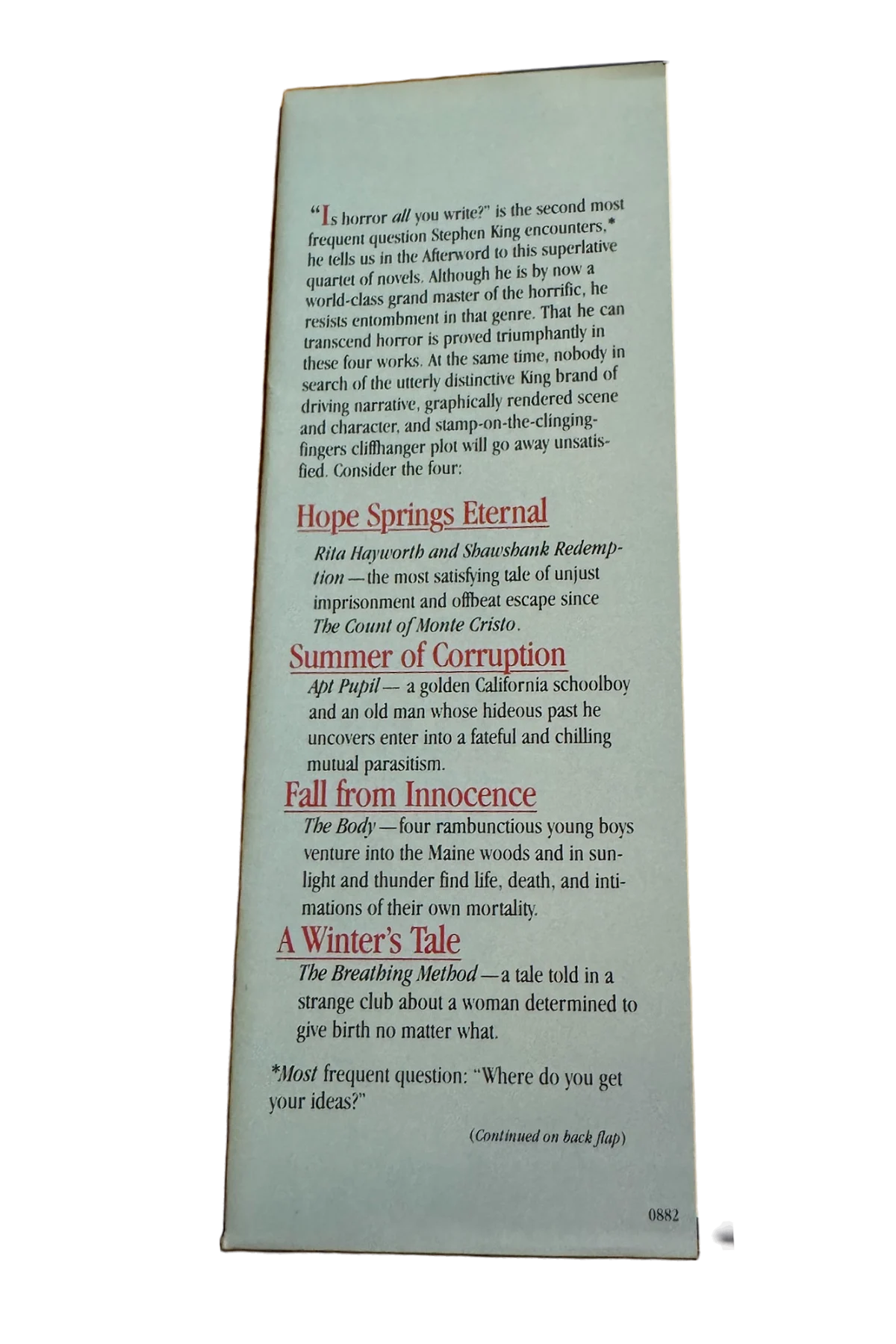 Different Seasons Front Dust-Jacket Flap