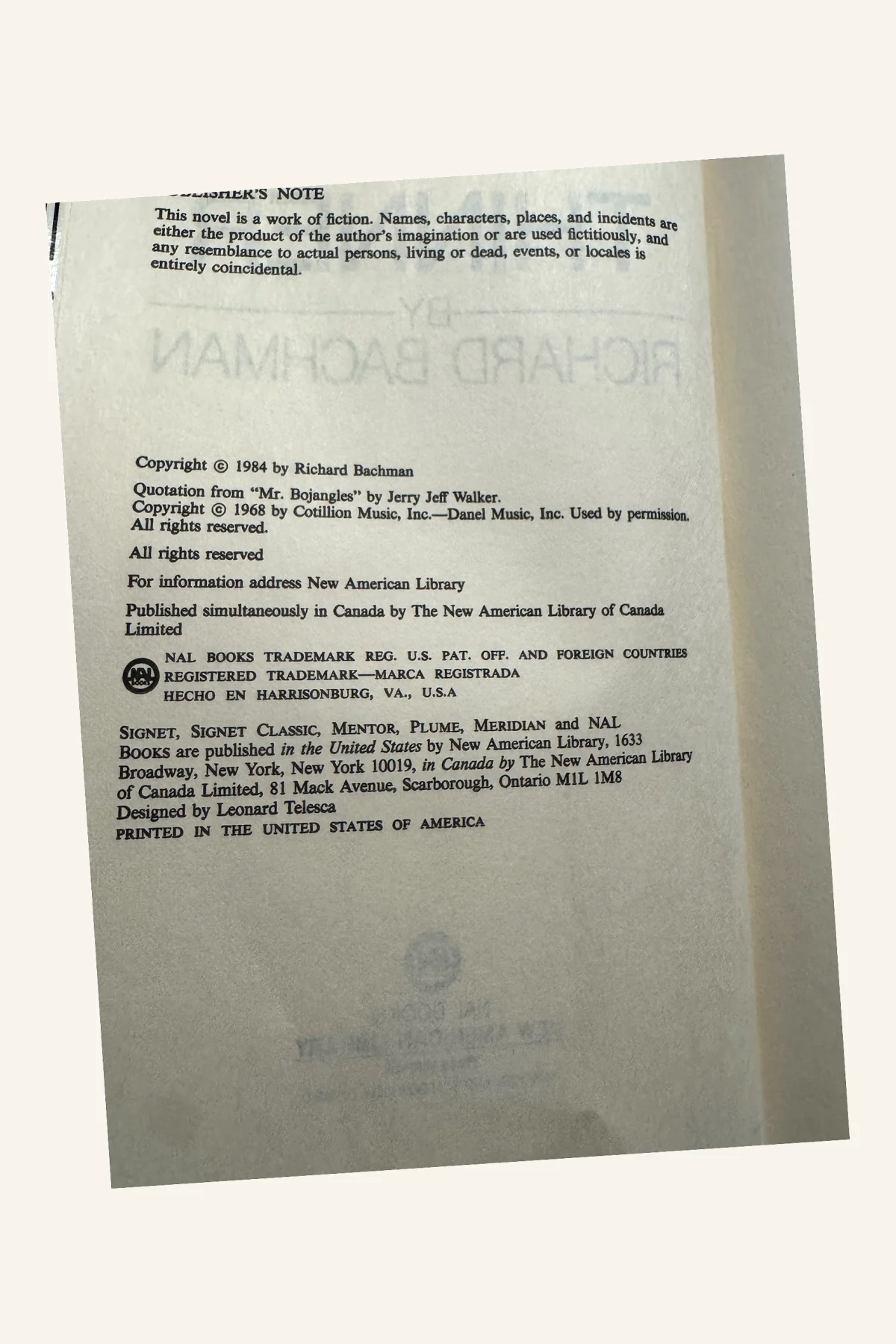 Thinner Copyright Page