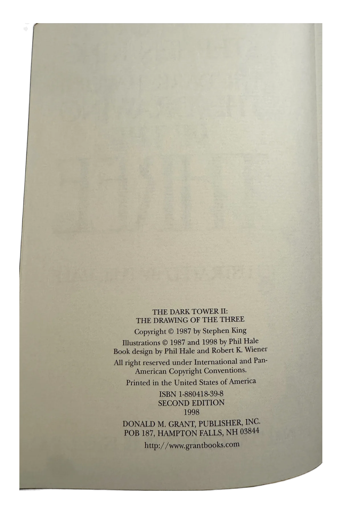 Dark Tower II:The Drawing of the Three Copyright Page