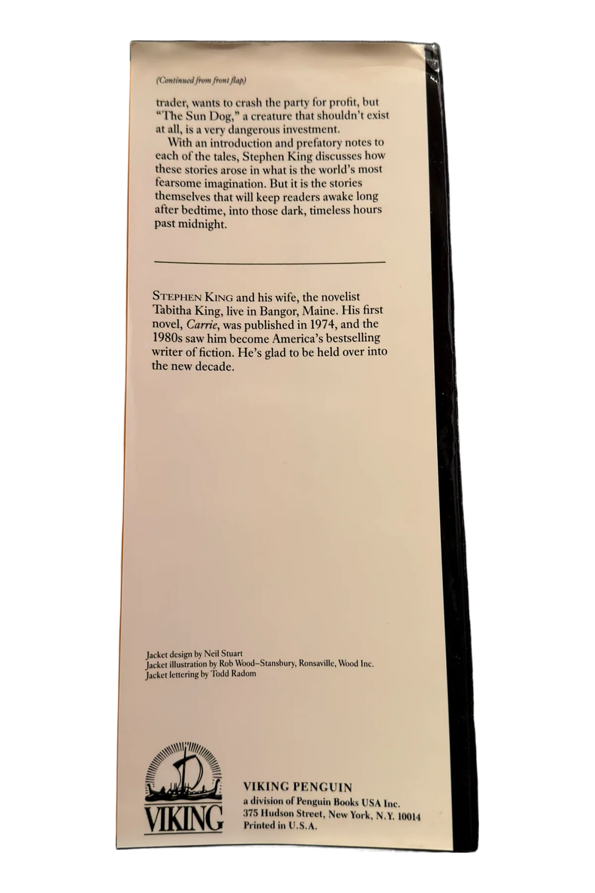 Four Past Midnight Rear Dust-Jacket Flap