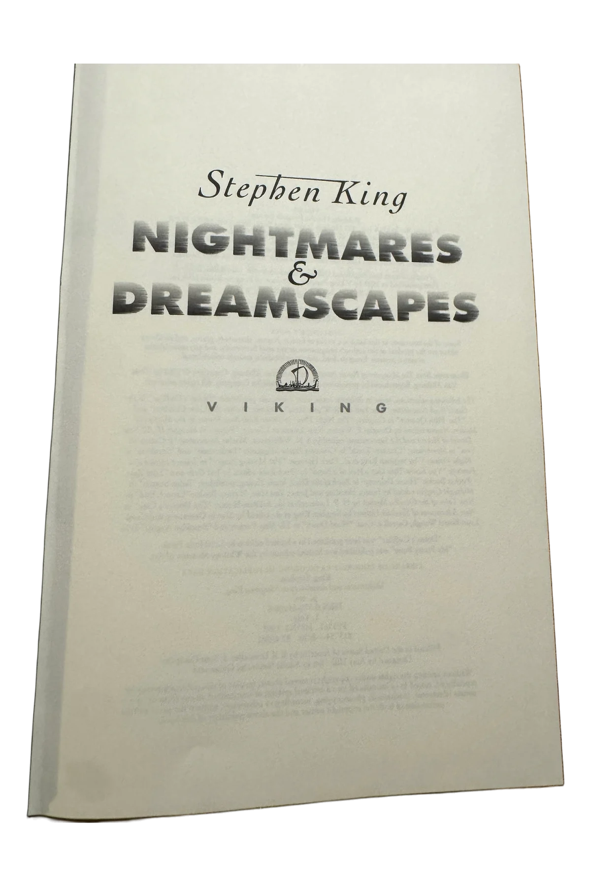 Nightmares & Dreamscapes Title Page