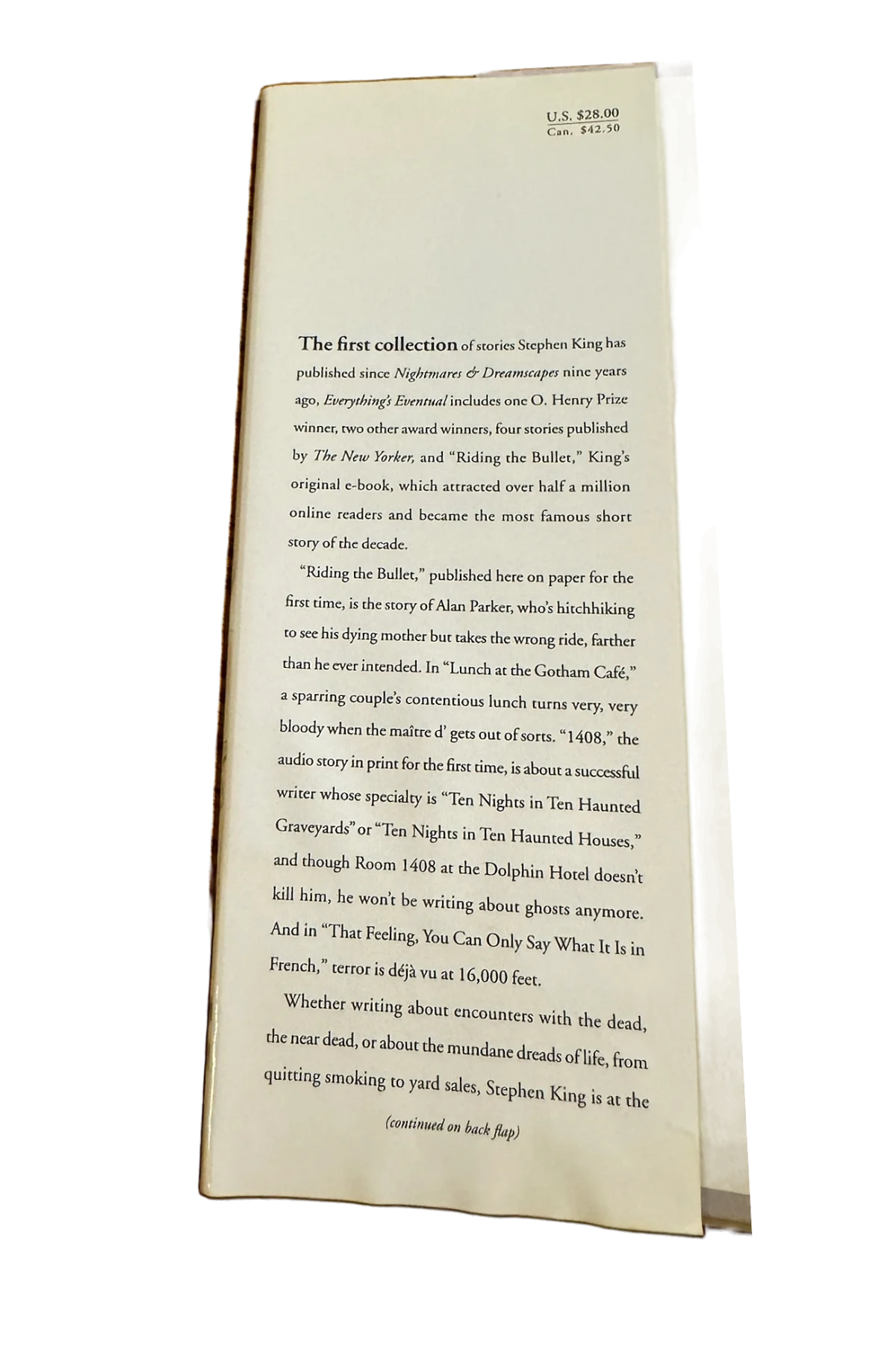 Everything's Eventual Front Dust-Jacket Flap