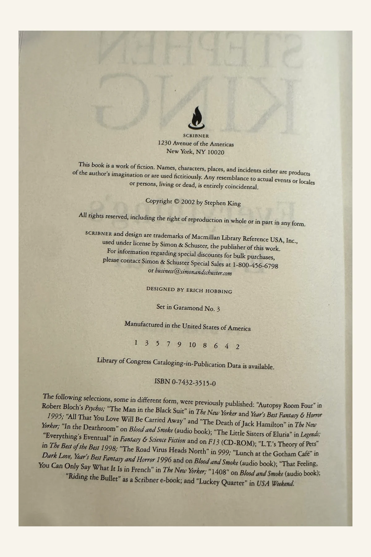 Everything's Eventual Copyright Page