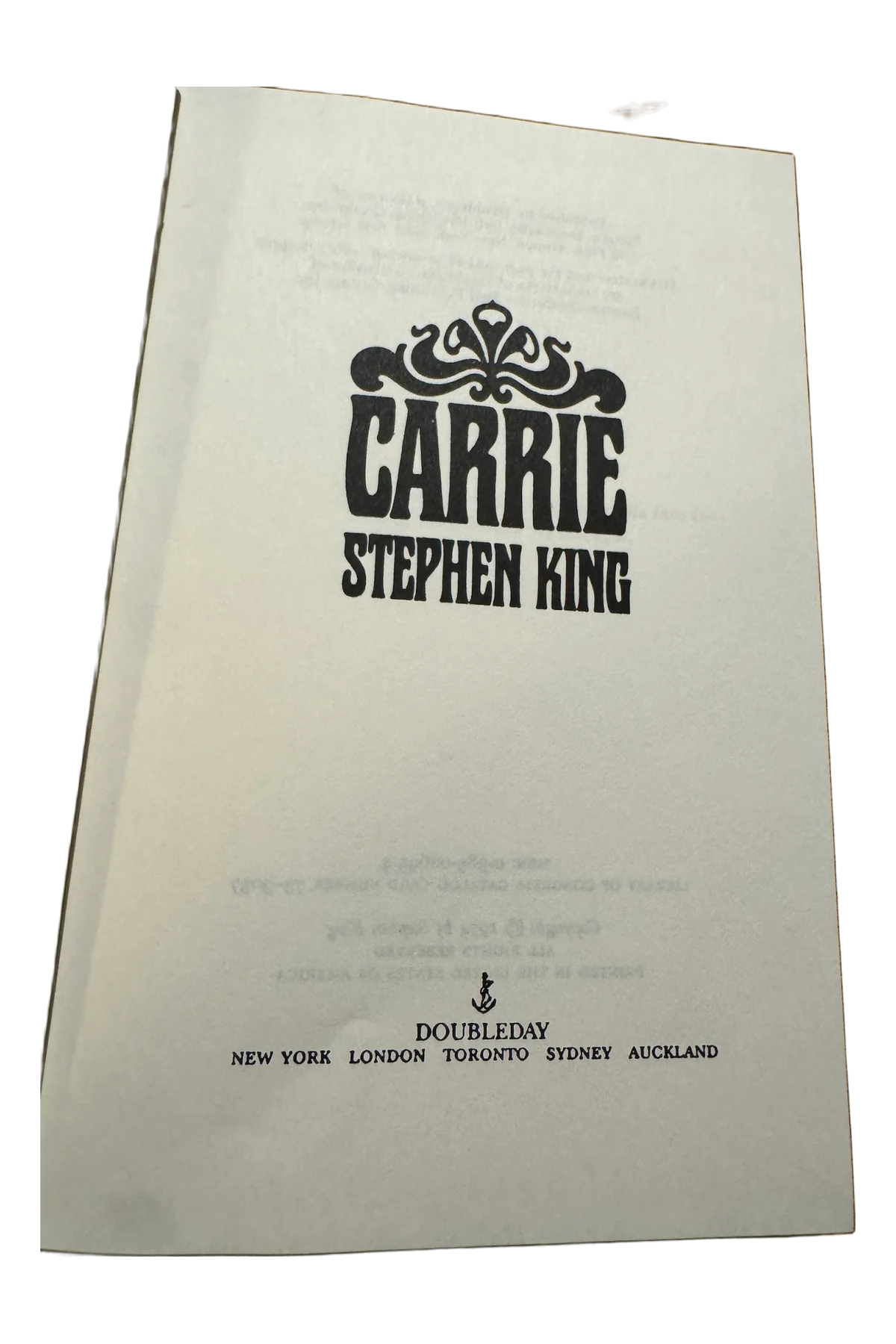 Carrie Title Page