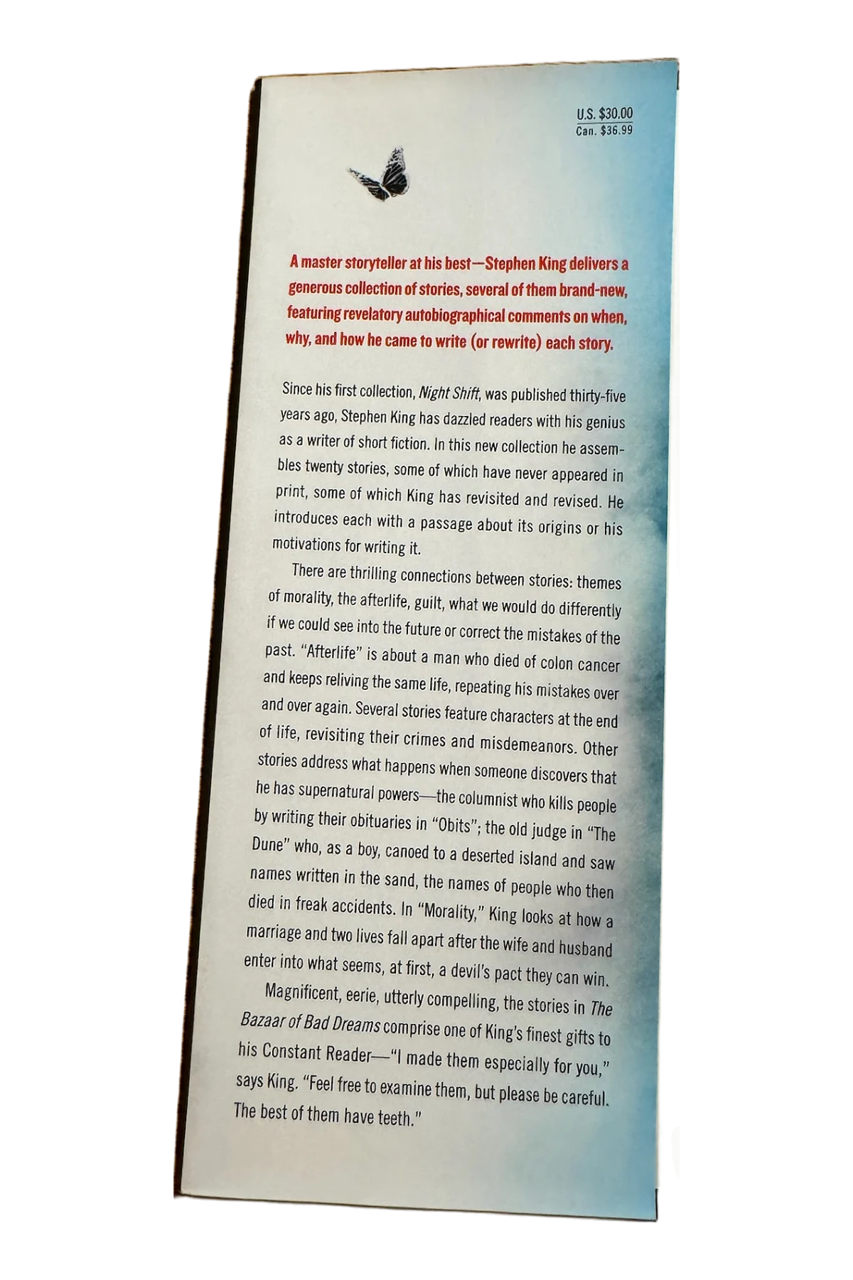 The Bazaar of Bad Dreams Front Dust-Jacket Flap