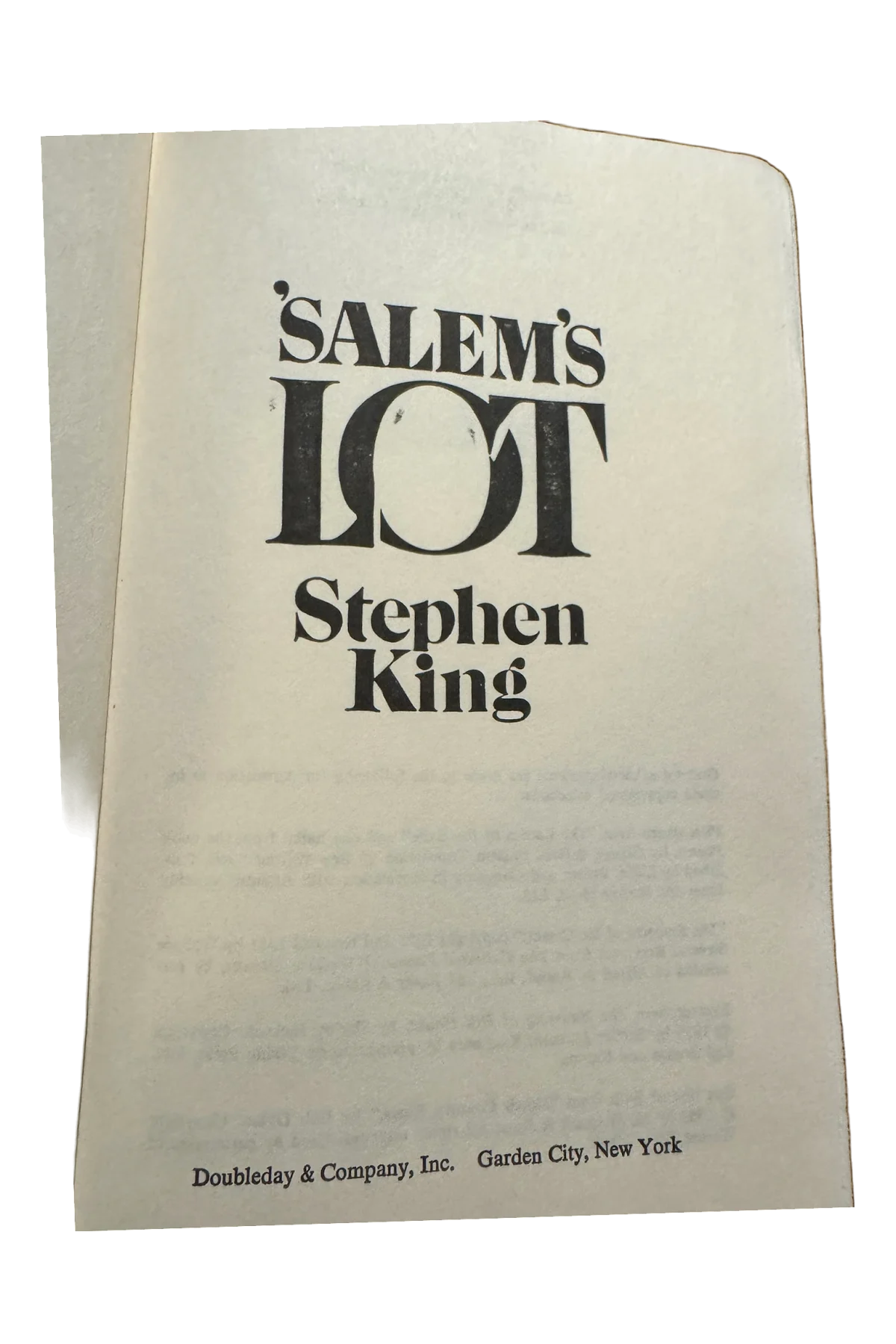 'Salem's Lot Title Page