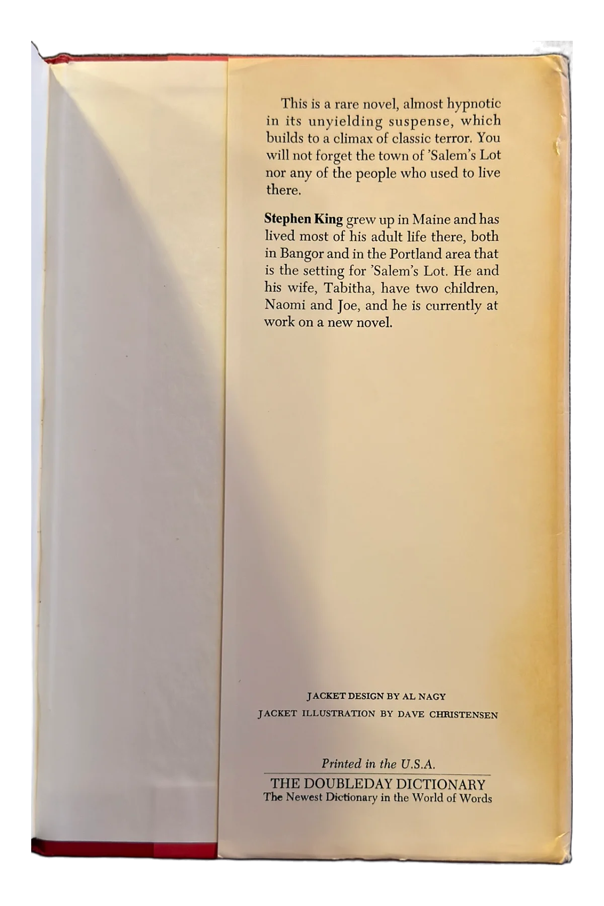 'Salem's Lot Rear Dust-Jacket Flap