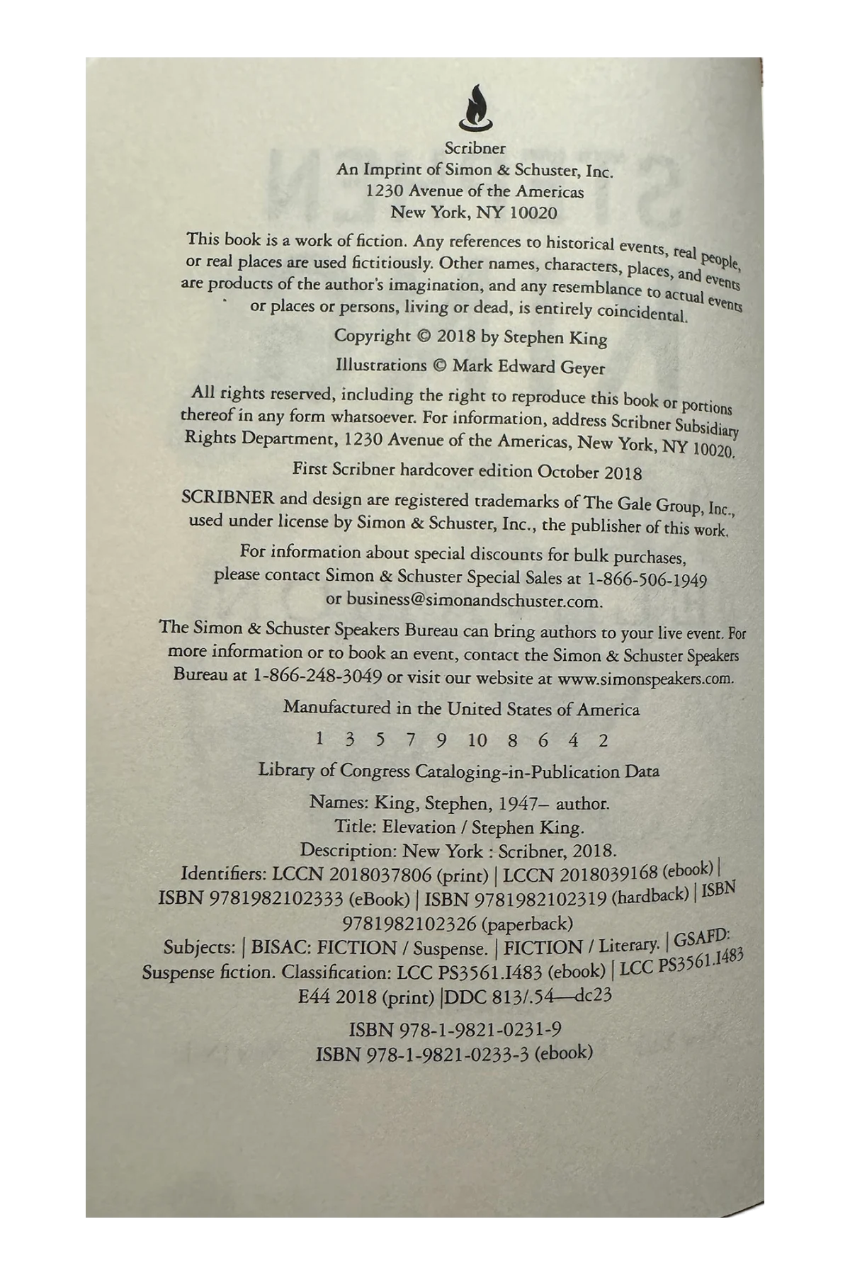 Elevation Copyright Page
