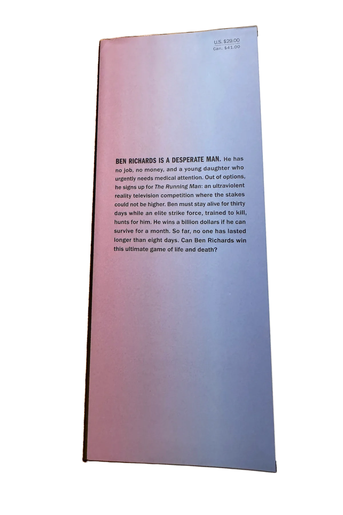 The Running Man Front Dust-Jacket Flap