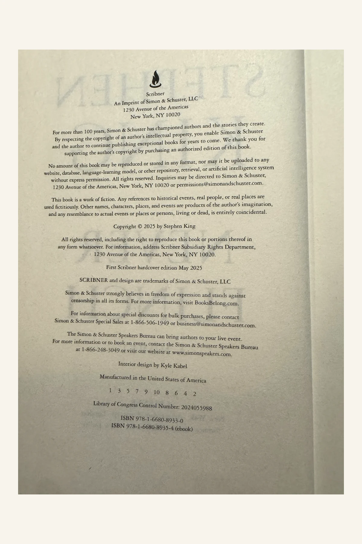Never Flinch Copyright Page