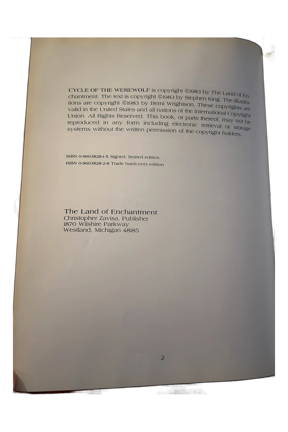 Cycle of the Werewolf Copyright Page