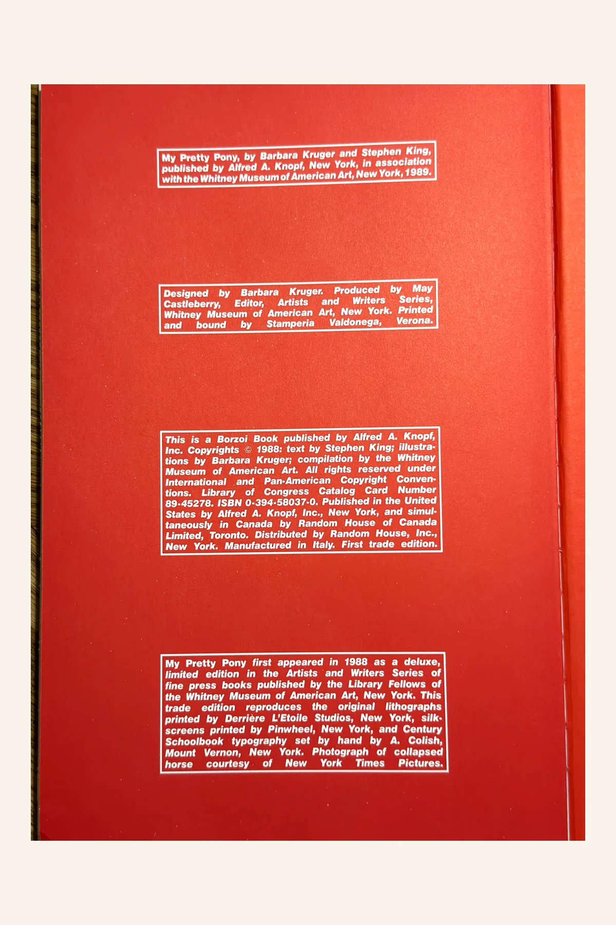 My Pretty Pony Copyright Page