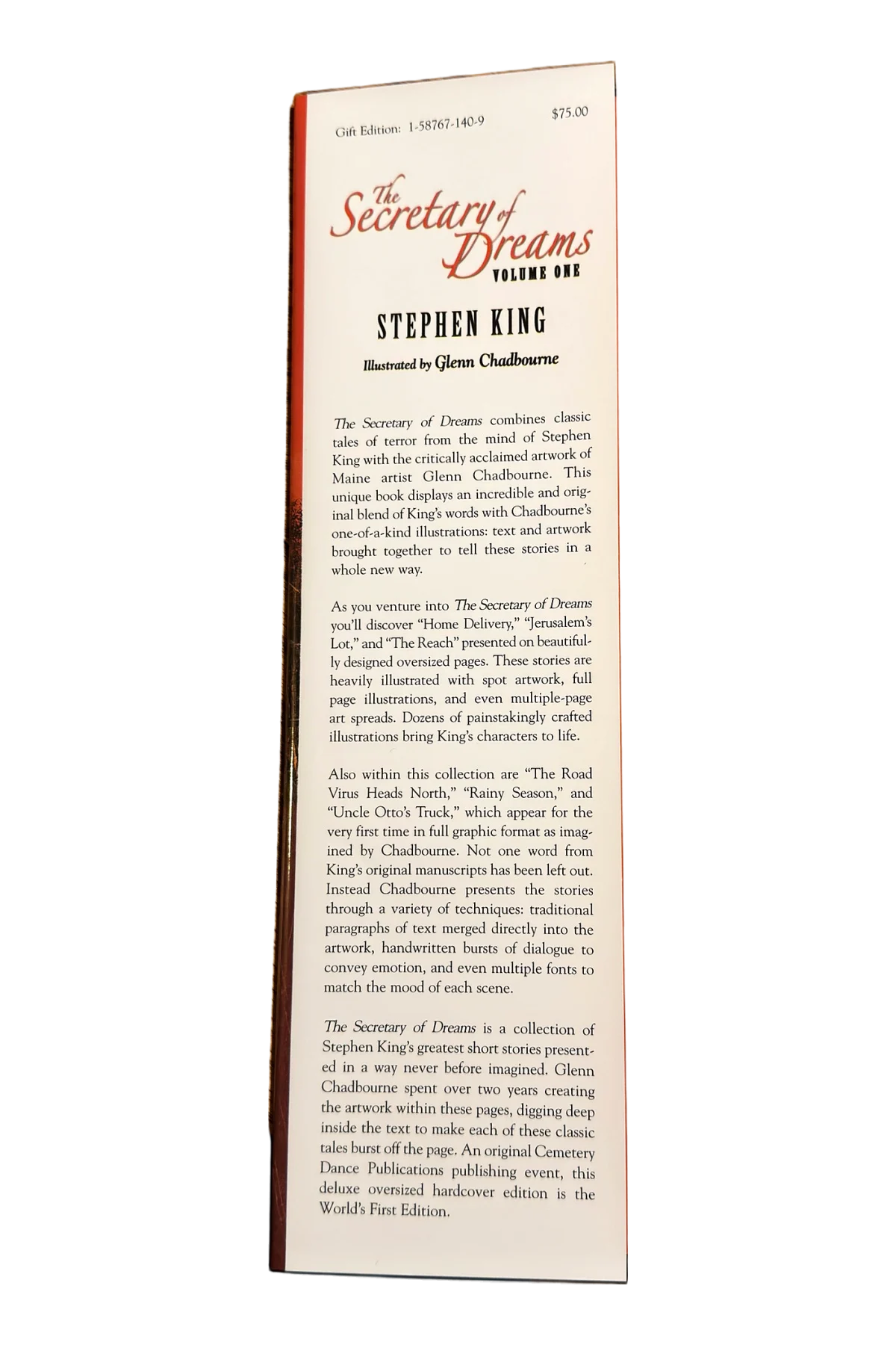 The Secretary of Dreams, Volume One Front Dust-Jacket Flap