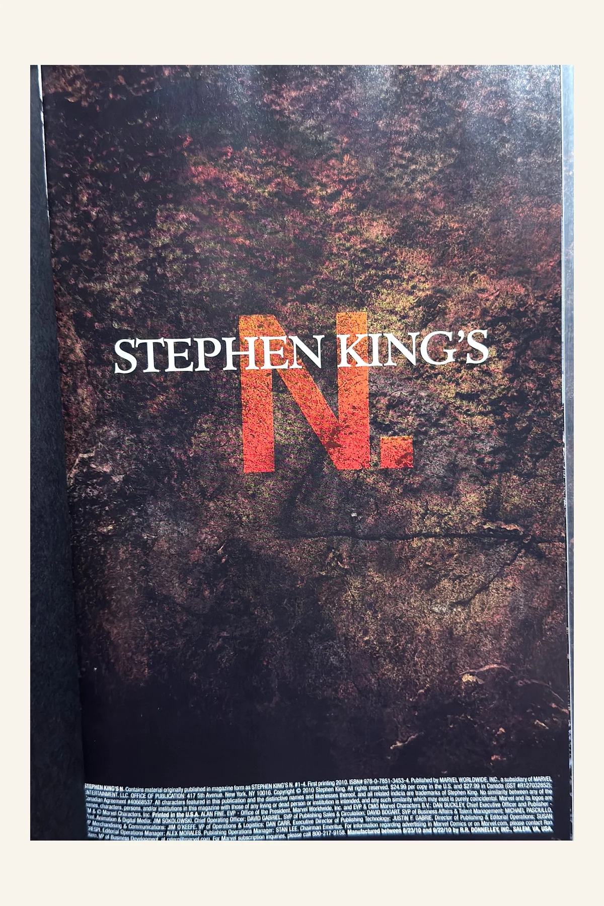 Stephen King’s N. -Illustrated Edition Title Page