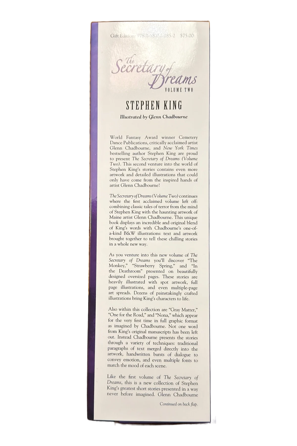 The Secretary of Dreams, Volume Two Front Dust-Jacket Flap
